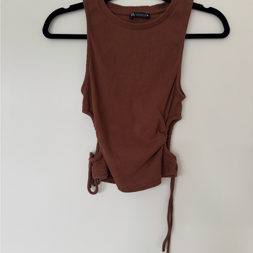 Brown Sleeveless Top